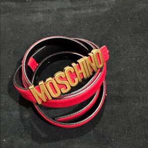 Moschino leather Red Belt with Gold Logo